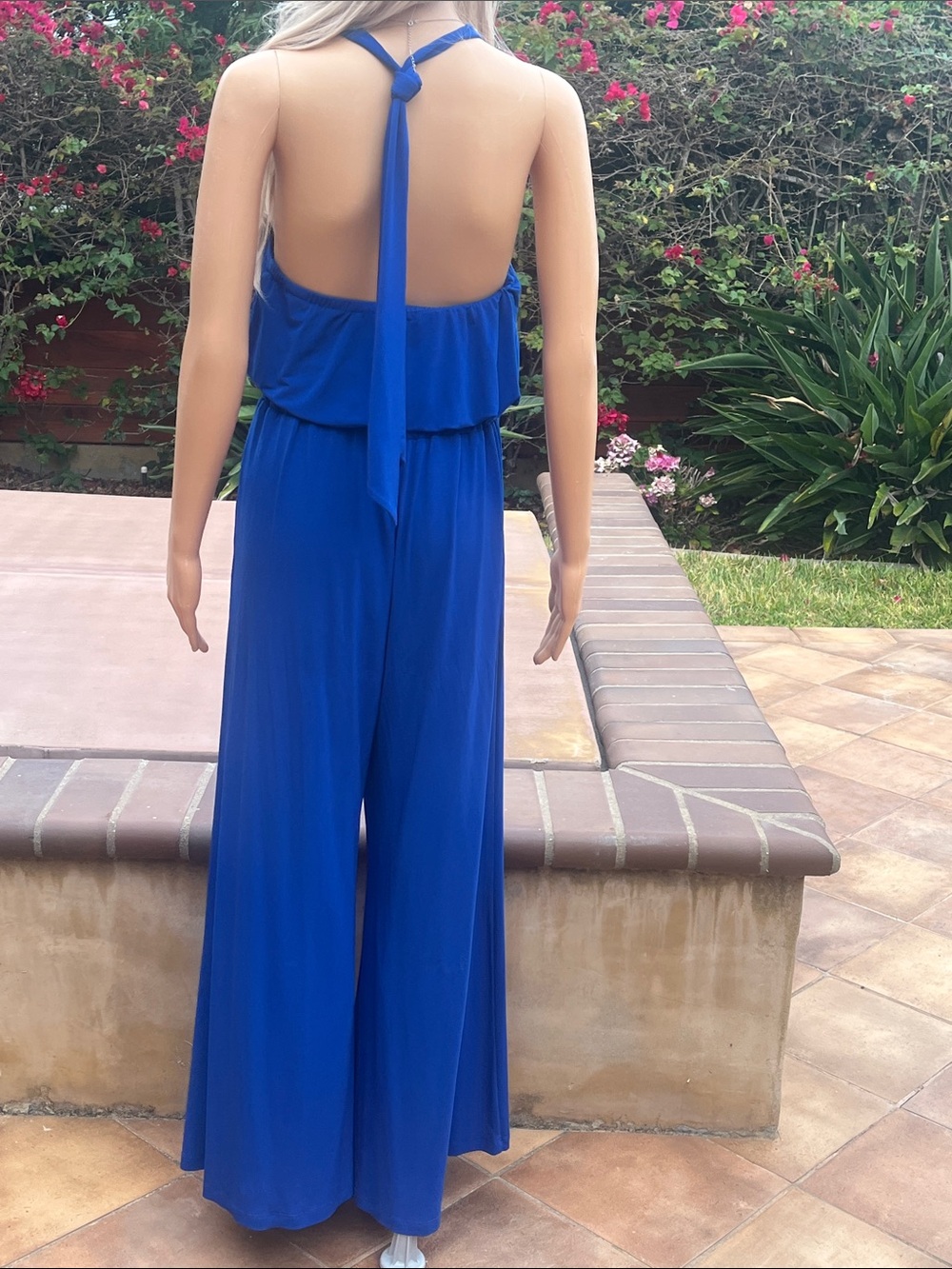 Vince Camuto Drapey Royal Blue Halter Jumpsuit - Picture 9 of 12
